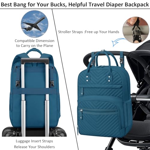 Image of Tenot Baby Diaper Bag Backpack Tote for Women Large Capacity with Insulated Pockets Multifunctional Waterproof Diaper Bags For Baby Girl Boy Mama Maternity Travel Bag Peacock Blue