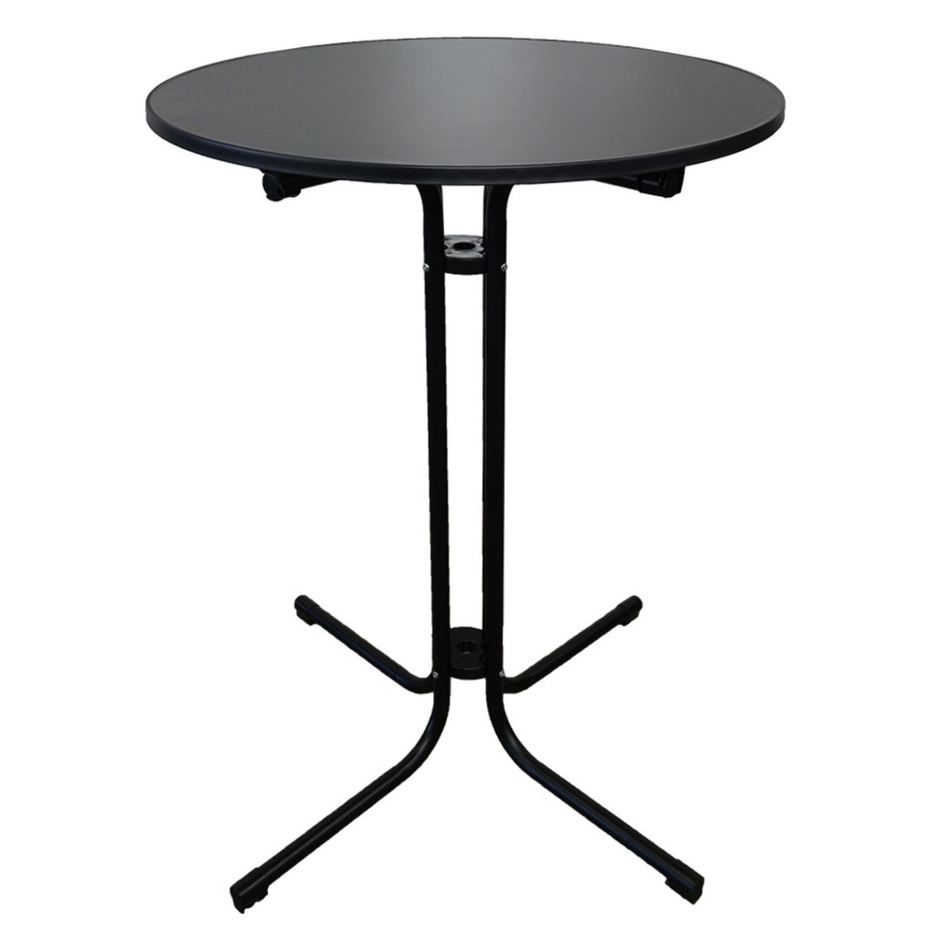 CHEFGASTRO Stehtisch mit Husse klappbar rund 80cm Höhe 110cm Bistrotisch In- & Outdoor Metall, MDF-Platte mit Edelstahlbeschichtung Schwarz Gastro wetterfest Partytisch Klapptisch Gartentisch
