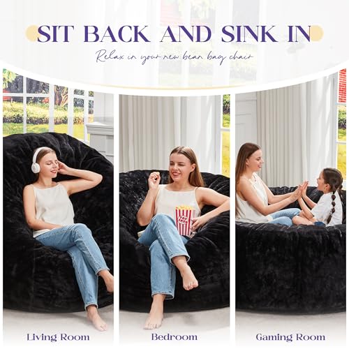 Image of Hobestluk Bean Bag Chair for Adults,6FT Giant Bean Bag Chair Black,Jumbo