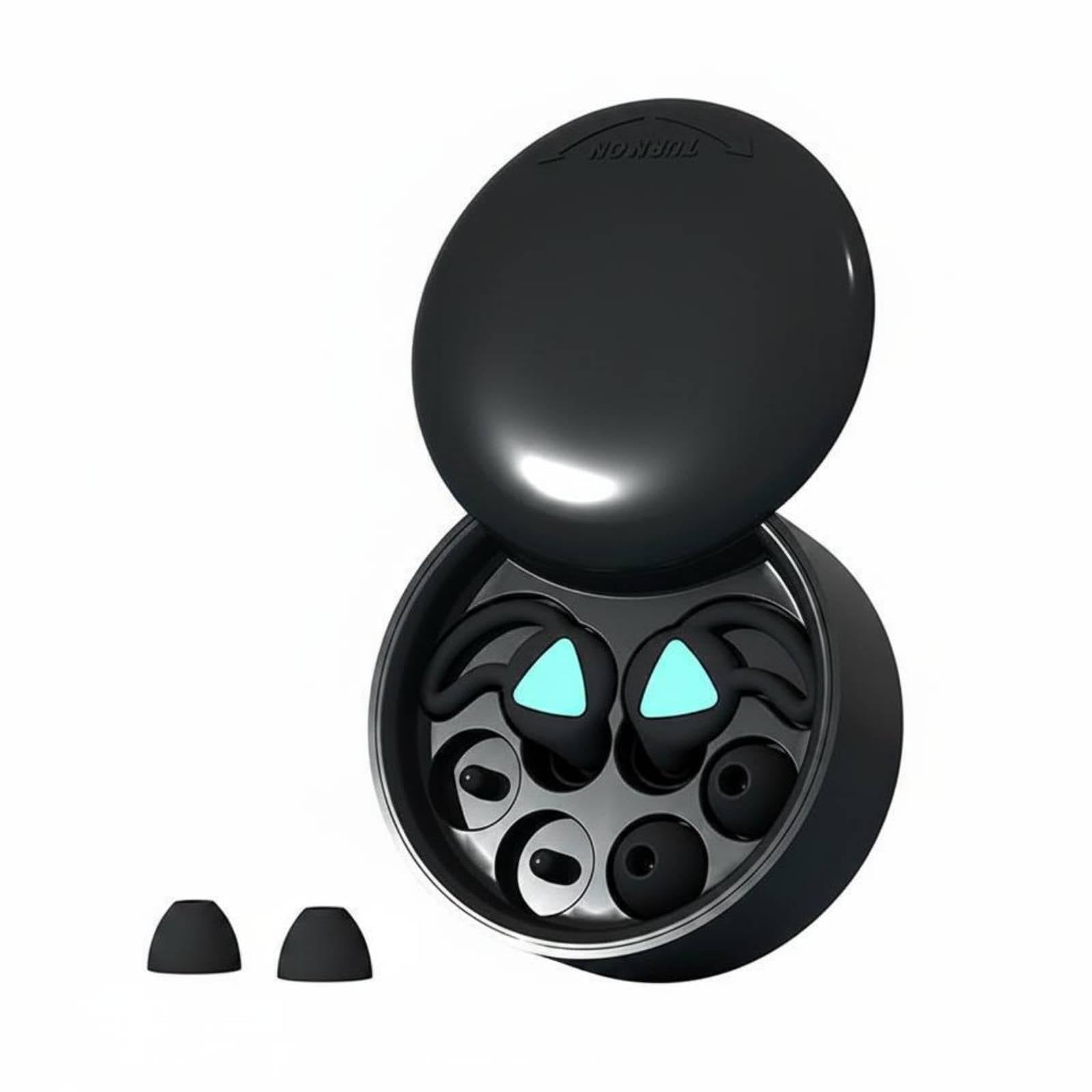 CALANDIS Silicone Earplugs Replacement Tips Earplug Case Set Waterproof Reusable Earplugs for Office Green Black Black Head-image-26