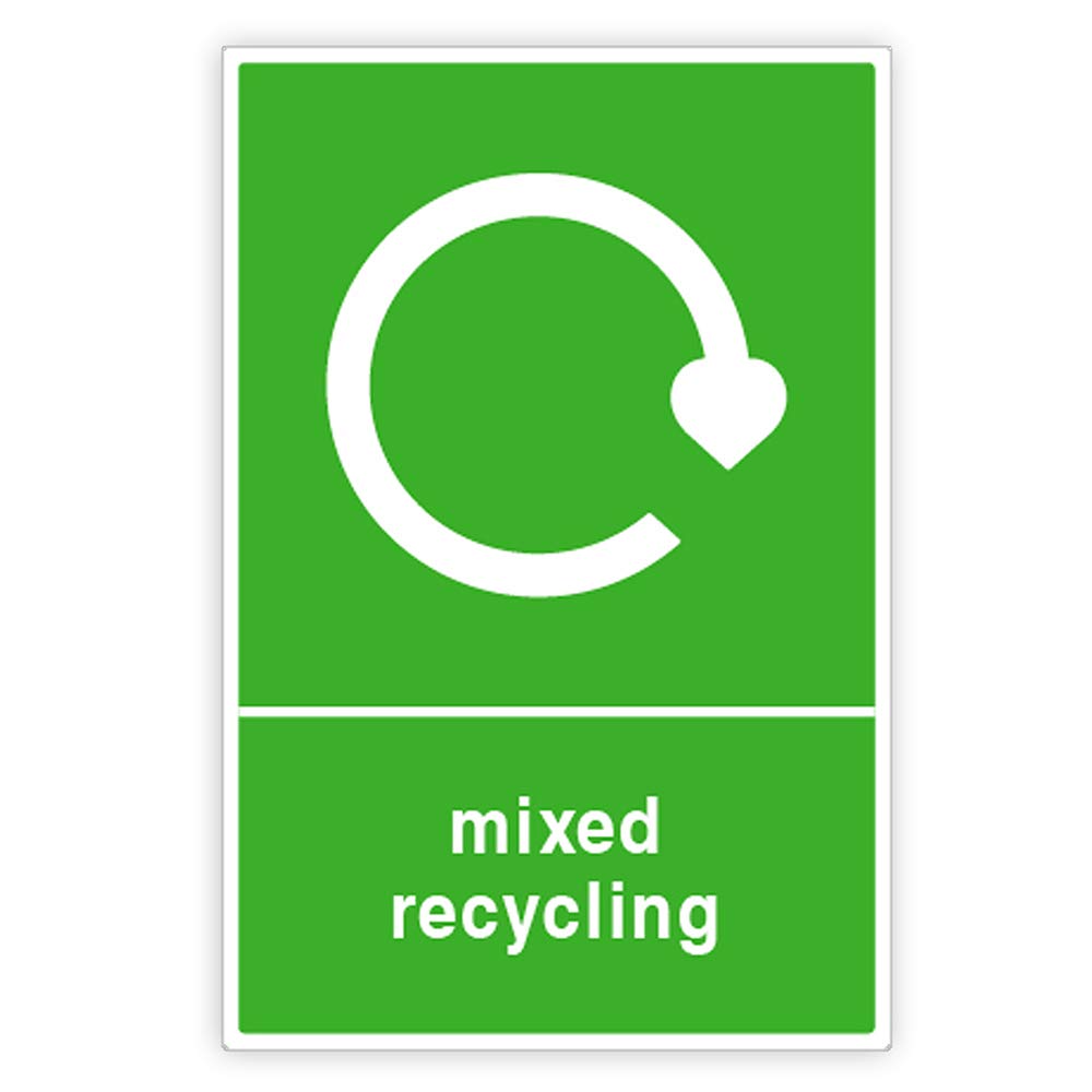Pack of 2 Mixed Recycling Stickers for Bins Self Adhesive (A6-150 x 100 mm) Waterproof Recycling Stickers for Bins Sara Prints®