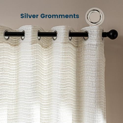 SLEEP ZONE White Linen Sheer Curtains 84 inches Long 2 Panels Set for Living Room/Bedroom, Linen Textured Sheer Voile Lightweight Filtering Curtains & Drapes with Gromment, 52" W × 84" L - image 7