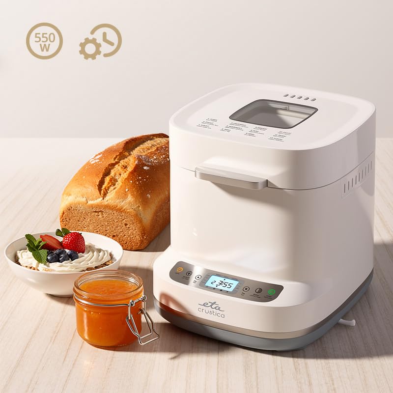 ETA Brotbackautomat Crustica I mit Direktantrieb & 12 Programmen I Riemenlose GearDrive-Technologie I 3 Brotgrößen I Krustenbräunung, Joghurt & Marmelade I BPA-frei I 550 W