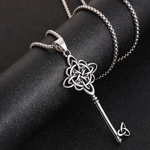 NIGHTCRUZ Witches Knot Key Necklace, Witchy Magic Knot Pendant, Celtic Jewelry for Women2