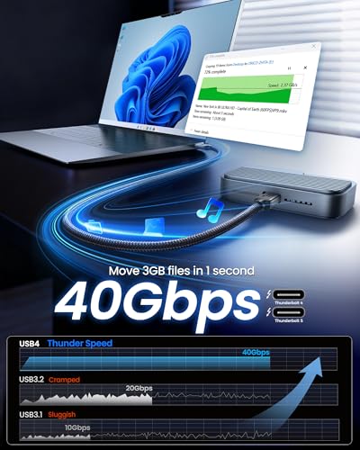 Image of Silkland USB 4 for Thunderbolt 4 Cable 10FT /3M, 40Gbps, 8K Display, 240W | Single 8K /6K Dual 4K, Braided USB C Video Cable Compatible for MacBook, SSD, Mac mini, iPhone 17, Monitor