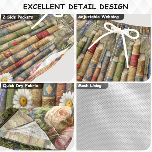 Flowers Ancient Books Boys Swim Trunks Quick Dry Toddler Swimsuit Boy Bathing Suits Board Shorts Swimwear 3T3