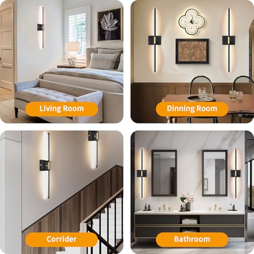 Image of Wall Sconces Set of 2 Battery Operated, 8000mAh USB Rechargeable Wall Sconce with Remote Control, 360Rotate Dimmable 3000K-6000K LED Dimmable Picture Lamp for Living Room, Bedroom, Hallway (32inch)