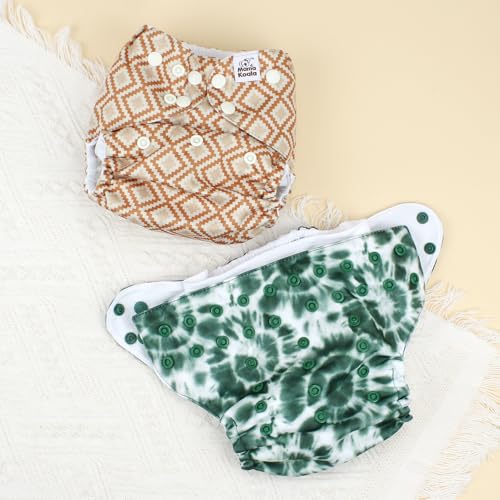 Image of Mama Koala 3.0 Pocket Cloth Diapers for Babies with AWJ Lining, 6 Pack with 6 5-Layer Natural Cloth Diaper Inserts - Reusable and Washable Pocket Diapers(A-Calm Spring)