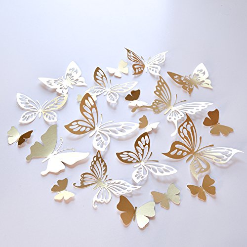 20 Gold Butterfly Wall Decor, Butterfly Wedding Decoration