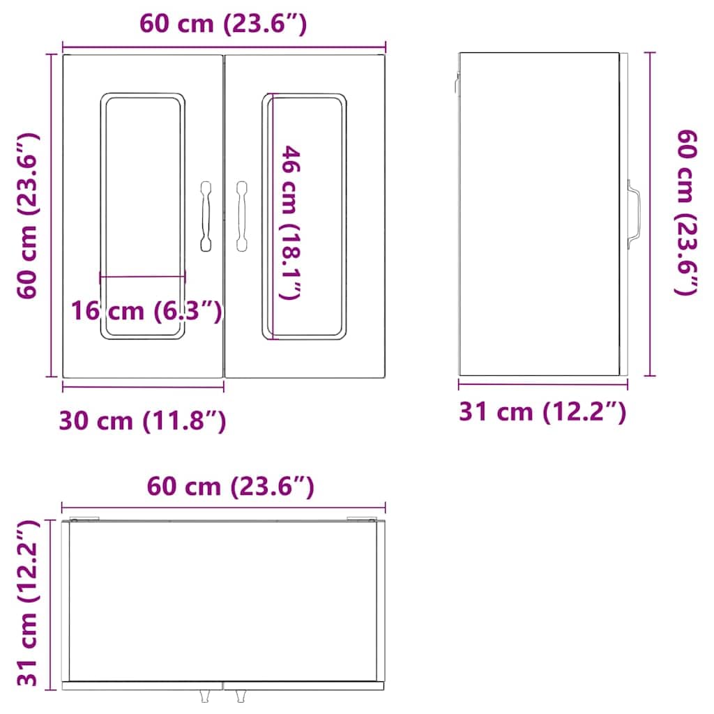 vidaXL Armoire Murale de Cuisine avec Porte en Verre Kalmar Blanc, Meuble Mural de Cuisine, armoires murales avec Portes, Armoire Murale de Cuisine avec Portes