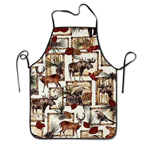 Cabin Rules Deer Bear Moose Patch - Kids Aprons, Children Artists Aprons, Lightweight