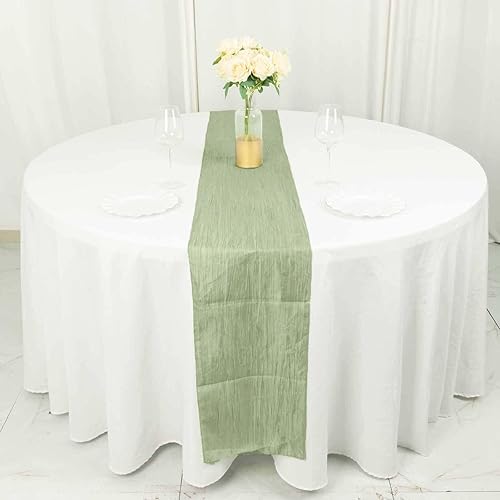 Efavormart - Camino de mesa de tafetán arrugado de acordeón de 12 x 108 pulgadas color verde salvia perfecto para bodas eventos banquetes y