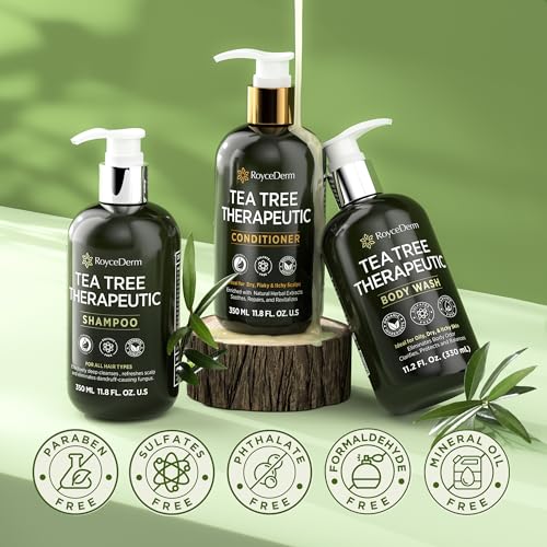 Image of Roycederm Tea Tree Therapeutic Set: Shampoo, Conditioner & Body Wash