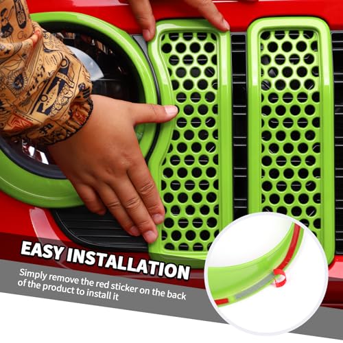 Image of 9PCS Headlight Cover & Front Grill Mesh Inserts Compatible with Jeep Wrangler JL JLU 2024+, NOT FIT JL Sport /Sport S (Green)