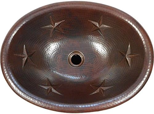 19 Oval Copper Bath Sink with TEXAS STARS