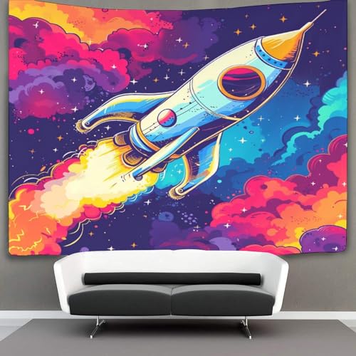 Tapiz de cohete en 3D para transformar tu dormitorio con decoración espacial 3