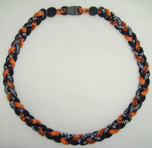 Titanium Tornado Baseball Necklace Orange Black 22 Inch