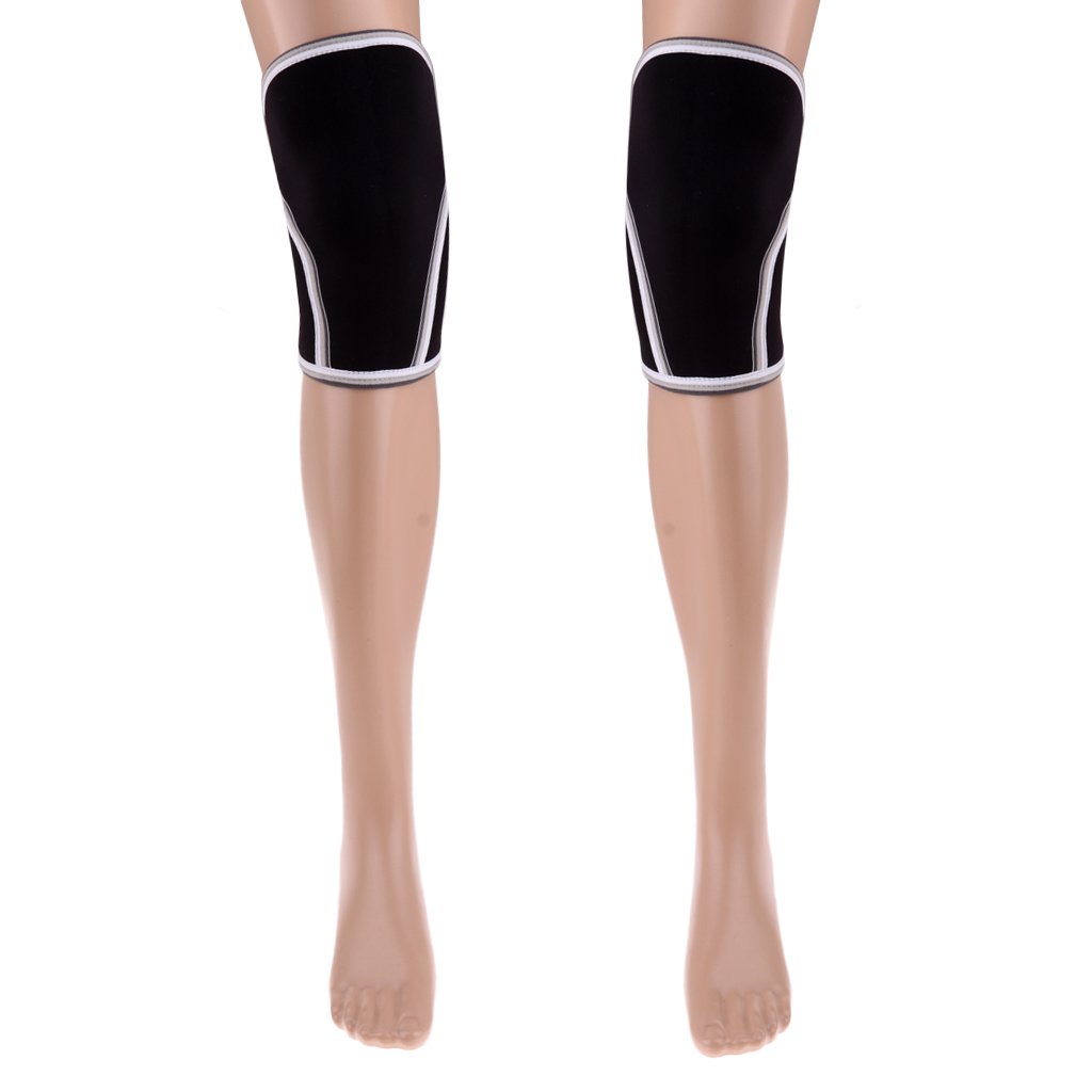 Harilla 1 Par de Rodilleras de Compresión de Neopreno de 7 Mm para Sentadillas de Levantamiento de Pesas Fitness, M