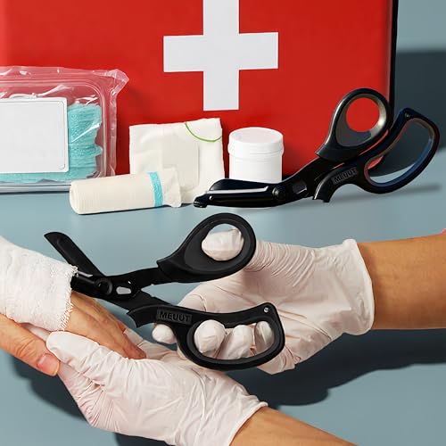 meuut 2 pack medical scissors trauma shears for nurses -patented bandage scissors with non-stick blades surgical grade shears stainless steel emt scissors for all purpose