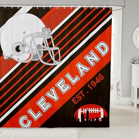 3D Football Fabric Shower Curtain Set Cover