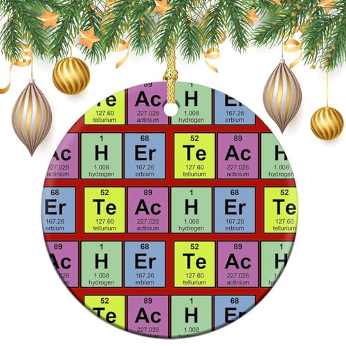 Science Teacher Chemical Elements Cute Christmas Decorations Hanging Ceramic Round Pendant Tree Ornaments - Image 4