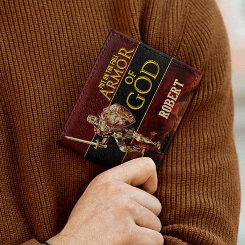 Leather Folded Wallet For Men - Christian Wallet For Dad, Husband, Boyfriend - Christian Wallet With Scripture - Birthday Gifts - Christmas Gifts (Armor Of God - Personalized)4