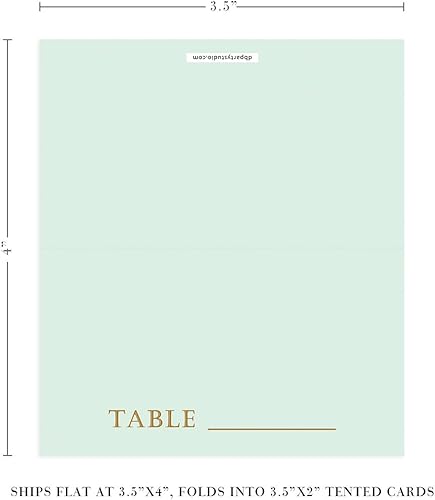 Vista 4 de Pack of 50 Mint Green Place Cards Folded Wedding Table Tent Pre-scored 3.5" x 2" Tented Escort Placecard Occasion Fill In Blank Premium Reserved