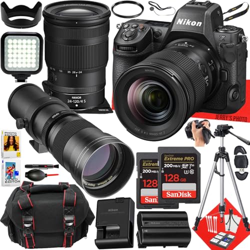 Nikon Z8 Mirrorless Camera with Nikon NIKKOR Z 24-120mm f/4 S and 420-800mm f/8.3 HD Telephoto Zoom Lens + 2pc 128 GB Memory + LED Light + Case + Tripod + More (32pc Bundle) (Renewed)