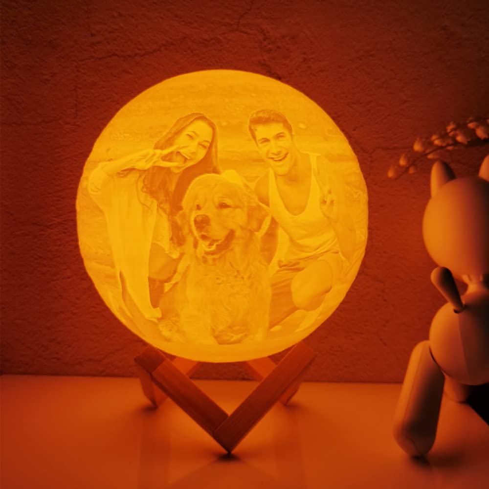 yky Luz nocturna personalizada con imagen, lámpara de luna personalizada para mamá, luz nocturna personalizada (16 colores, 20 cm)
