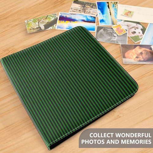 Álbum de Fotos Autoadhesivo DIY Álbum de Recortes Verde con Rayas Negras Encuadernador de 3 Anillas 40 Páginas 8x10 para Recuerdos miniatura 5