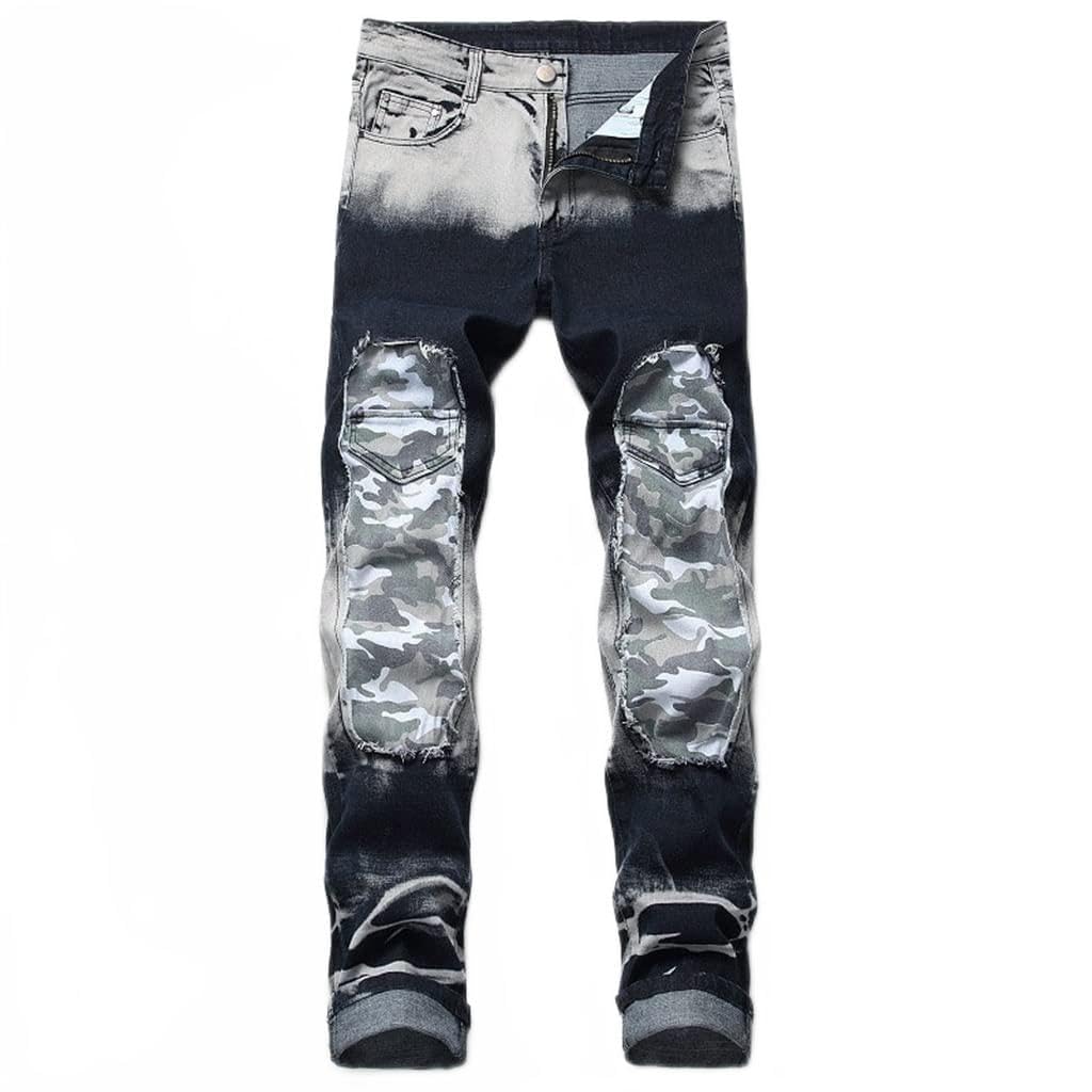 Jeans plus taille camouflage patchwork fit pour homme - 8