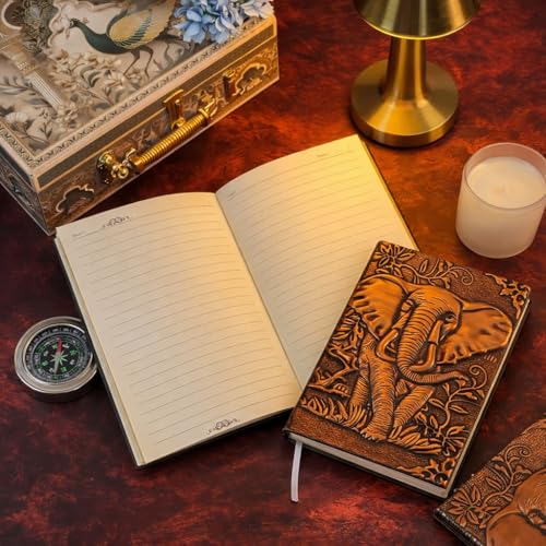 Image of Giftana 3D Elephant DND Vintage Notebook Diary for Men and Women, Antique Diary with 200 Pages | Premium Writing A5 Journal Leather Diaries, Travel Diary, Corporate Gift for Employees (Copper)