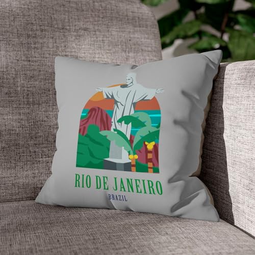 Coussin en velours gris évocation Brésil et souvenirs - 4