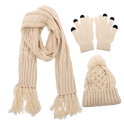1set Hat Scarf Gloves Set Warm Knitted Beanie Touchscreen Gloves and Cozy Scarf for Men and Women Accessories for Outdoor Activities and Fashion Events