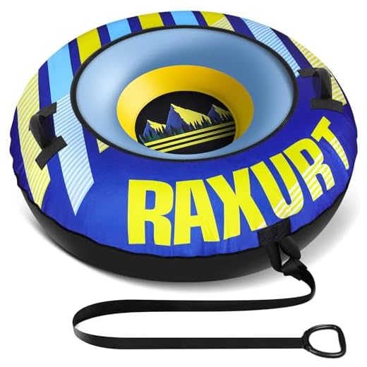 Raxurt Heavy Duty Snow Tube with Premium Canvas Cover for Kids and Adults, 48'' Inflatable Snow Sled Made by Thickened Bottom, Sledding Winter Outdoor Fun Toys for Children Boys Girls