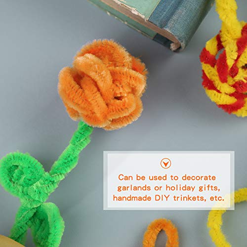 Image of 100 PCS Pipe Cleaners Craft, Orange Pipe Cleaners Bulk, Chenille Stem | Orange Fuzzy Sticks Pipe Cleaners for Crafts Festival Home Decorations