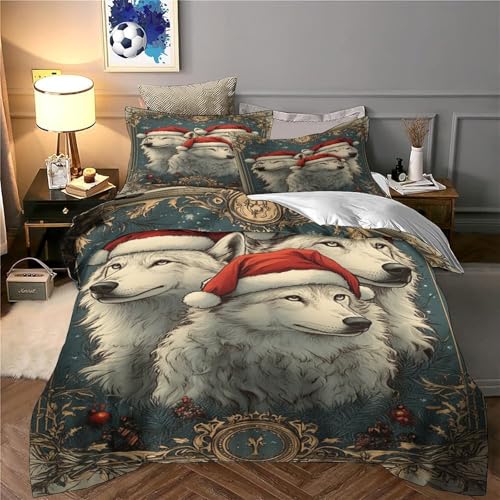 Chiot de Noël housse de couette imprimée pour chambre de couple - 6