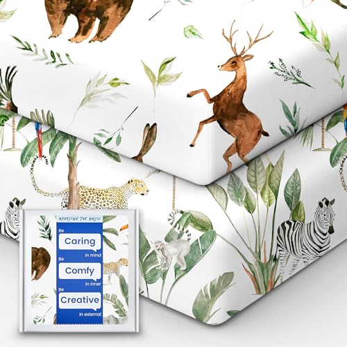 Image of TotBasic Premium Soft Crib Sheets for Boys, Ultra Breathable Crib Fitted Sheet, Super Stretchy Baby Bed Sheets 28''x52''x9'' Extra Deep Pocket