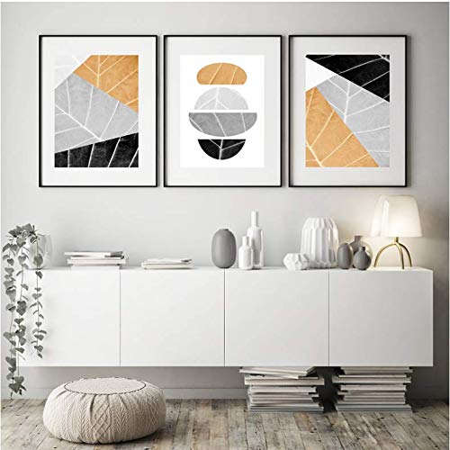 Peinture géométrique jaune pour salon moderne, toile abstraite et minimaliste chic 50x70cm