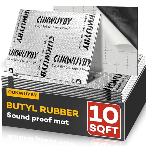Sound Deading Material for Cars 80mil (2mm) 10 sqft (0.93 sqm) Car Sound Deadening Mat Butyl Automotive Sound Deadener Noise Insulation and Vibration Dampening Material (9 pcs)
