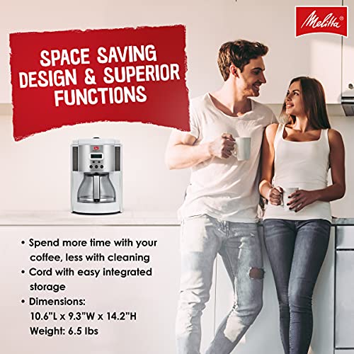 Melitta Aroma Enhance Drip Coffee Maker, With Glass Carafe, 10 Cups Capacity, White #TOP4