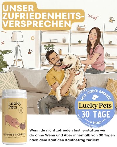 Lucky Pets Vitamin B Komplex für Hunde – 140 Tabletten mit Allen 7 B-Vitaminen für Starke Nerven und Immunsystem – Vitamin B Komplex Hund hochdosiert für mehr Vitalität – Made in Germany