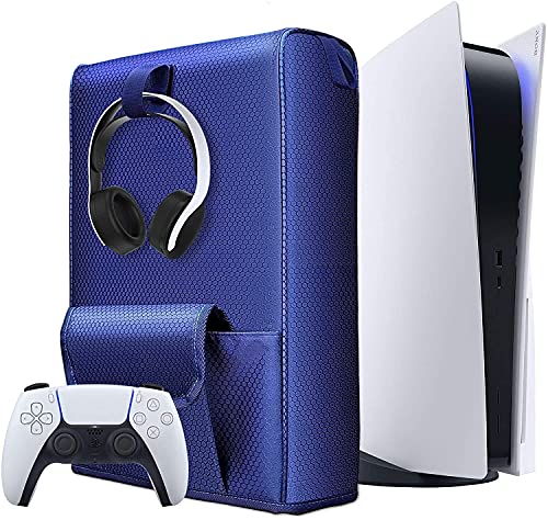 Cubierta Antipolvo para Playstation 5, Funda Protectora Impermeable con Bolsillos Forro Suave Fácil Acceso para Consola Controladores Discos...