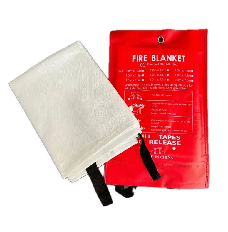 Emergency Fire Blanket - 1 Pack - Fire Suppression Blanket for Kitchen, 40” x 40”, for Home - Fiberglass Fire Extinguisher - Fire Safety & Emergency Supplies - Home Essentials.