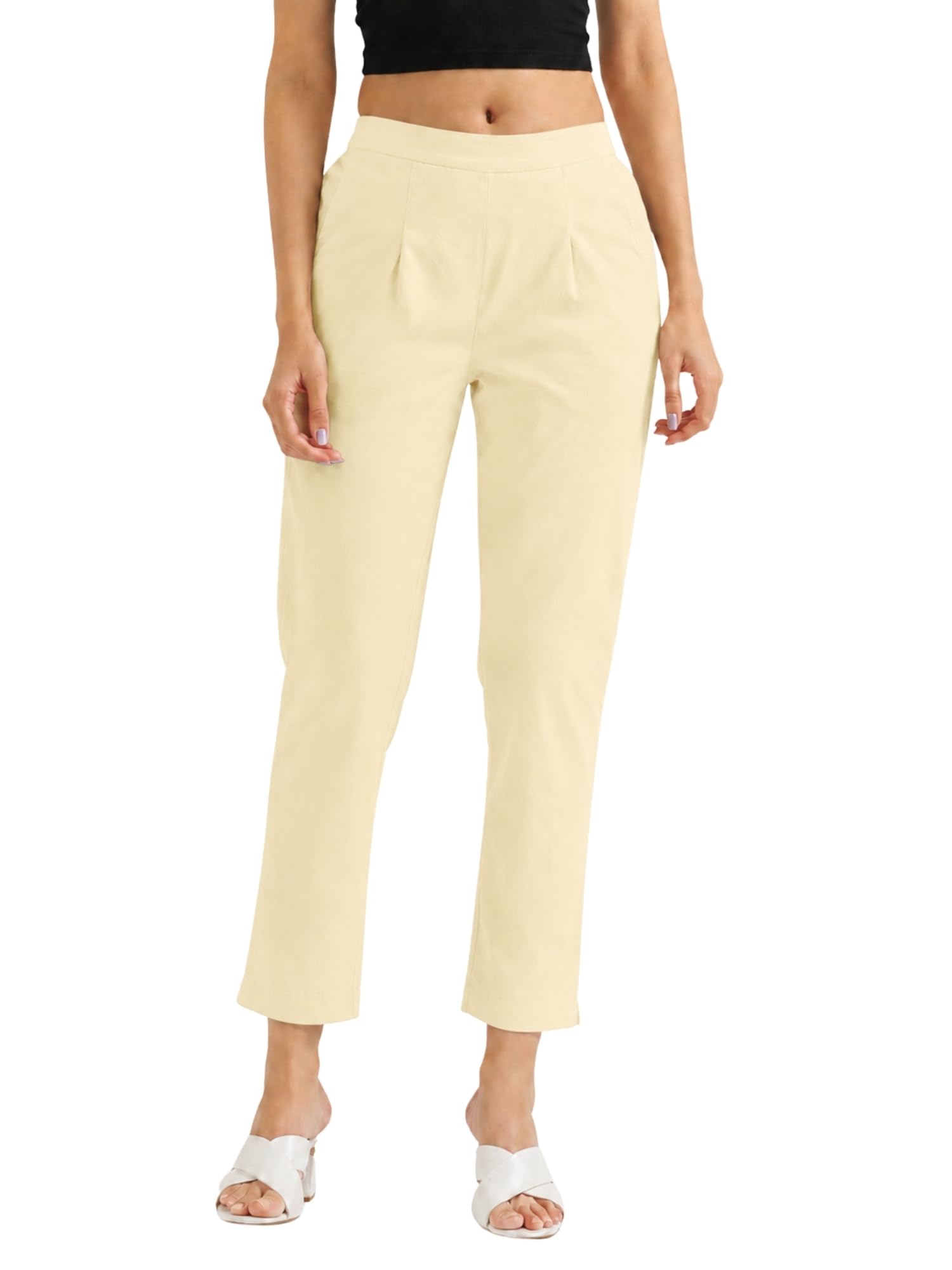 d k w Women’s Solid Straight-Fit Ankle-Length Cotton Trouser-picture-11