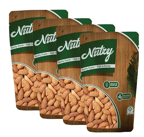 Image of Nutzy Gurbandi Almonds 800 Grams (200 Grams X 4) with Rich Flavor, High Antioxidant Content, and Brain-Boosting Nutrition for Daily Vitality and Wellness |Packed with Energy to Support Kids' Learning, Adults' Productivity, and Elders' Strength