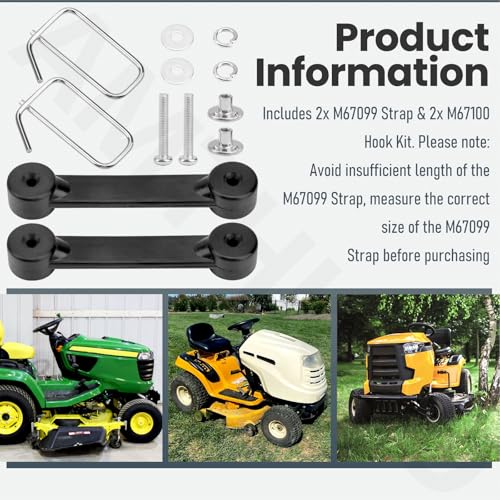 M67099 Strap and M67100 Hook Kit Compatible with John-Deere Lawn & Garden Tractors Bagger Chute Attaching Strap Kit for John-Deere F Z LA X LT Series, Replace M88150 M67099B M67099A GY00177 M88012