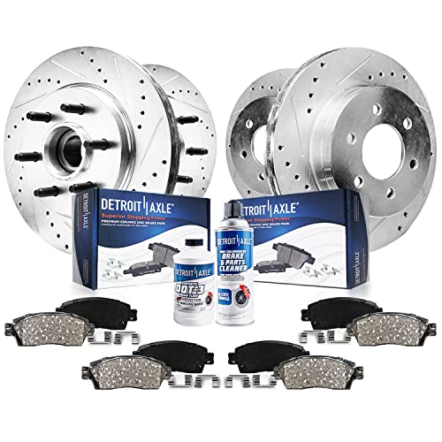 Image of Detroit Axle - RWD Brake Kit for 2004-2008 Ford F-150 Lincoln Mark LT 6-Lug Drilled & Slotted Brake Rotors and Ceramic Brakes Pads Replacement : 12.99 inch inch Front and 13.69 inch inch Rear Rotor