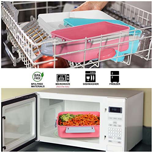 Shopwithgreen Set Of 3 Salad Food Storage Container To Go, 47-Oz Bento Box With Removable Tray & Dressing Pots, For Lunch, Snacks, School & Travel - Food Prep Storage Containers With Lids #TOP3