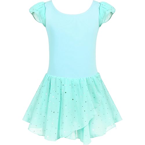Arshiner Girls Ruffle Sleeve Ballet Dance Dress Tutu Skirted Leotard